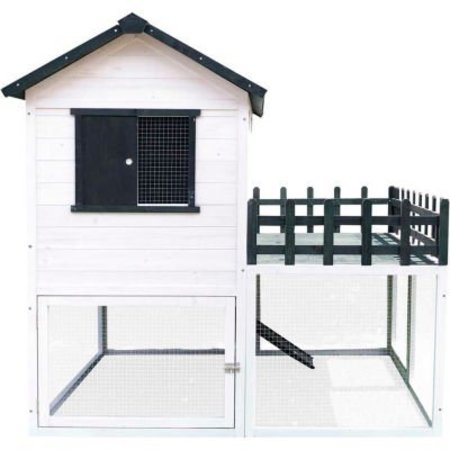ALMO FULFILLMENT SERVICES LLC Hanover Elevated Wooden Chicken Coop with Ramp, Planting Area, Wire Mesh Run, Waterproof Roof HANCC0102-WHT